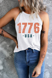 L1fe & Ranch - 1776 USA Printed Round Neck Tank Top